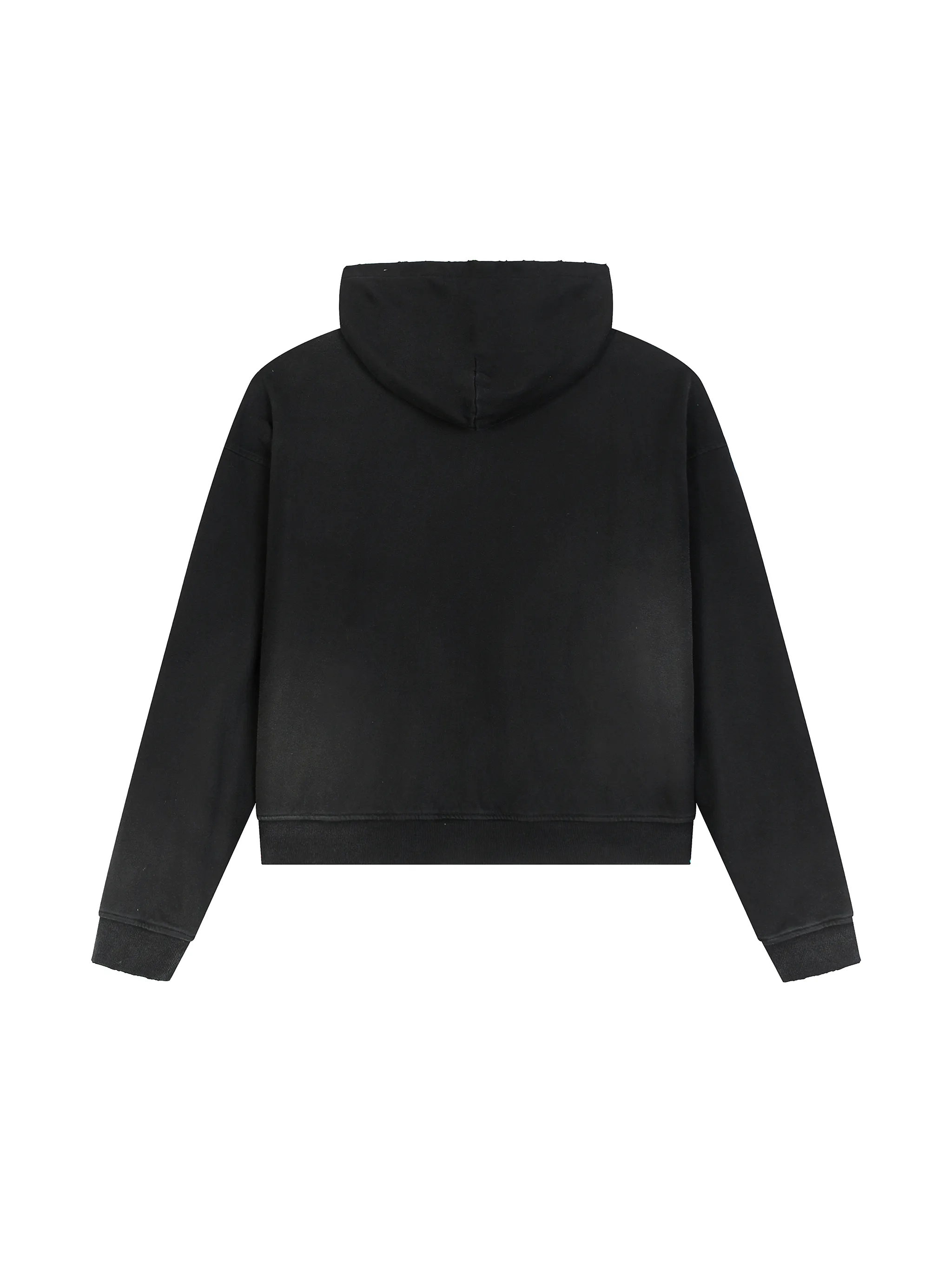 Sun Fade Frayed Raw Edge Fleece Zip Hoodie