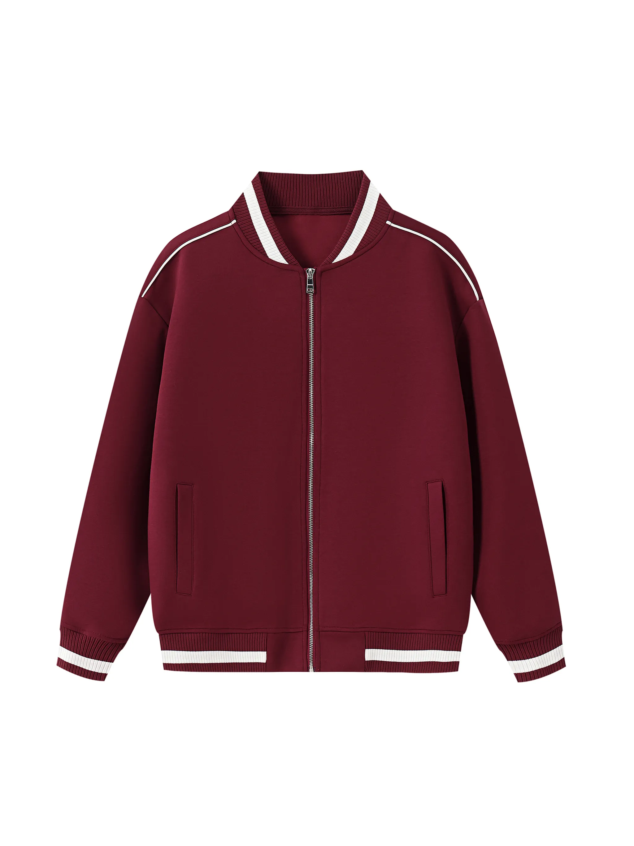Contrast Piping Zip Bomber Jacket