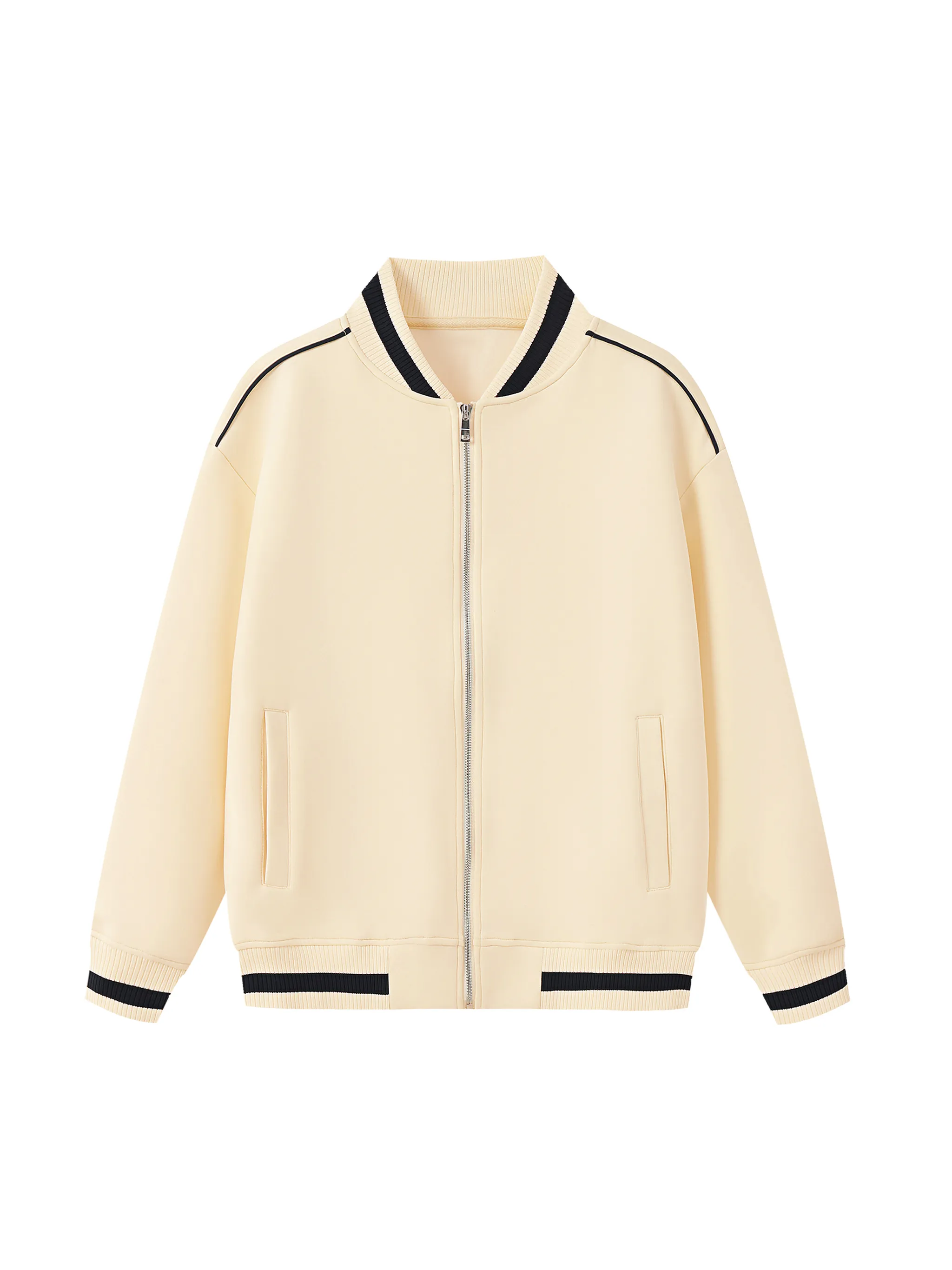 Contrast Piping Zip Bomber Jacket