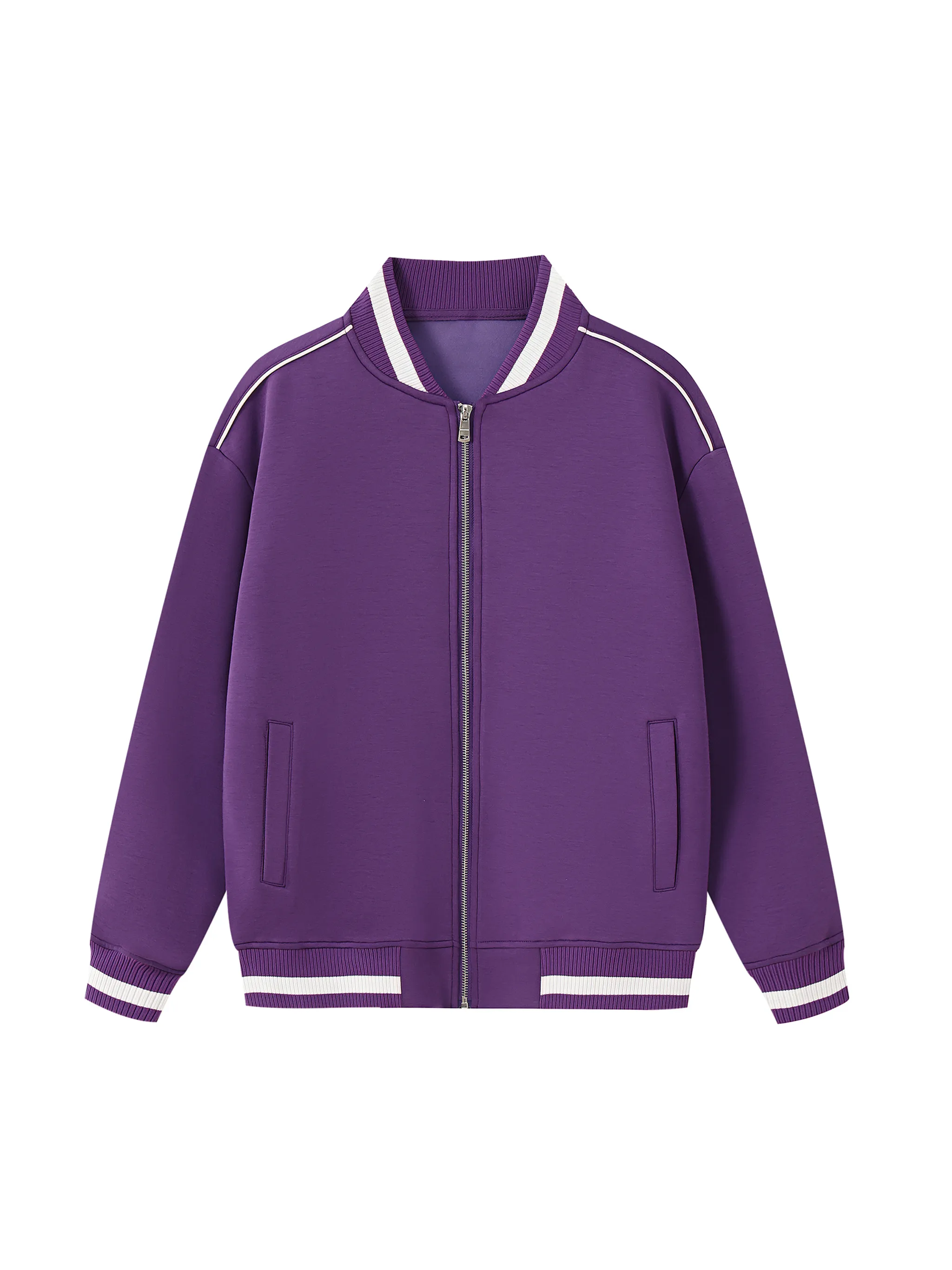 Contrast Piping Zip Bomber Jacket