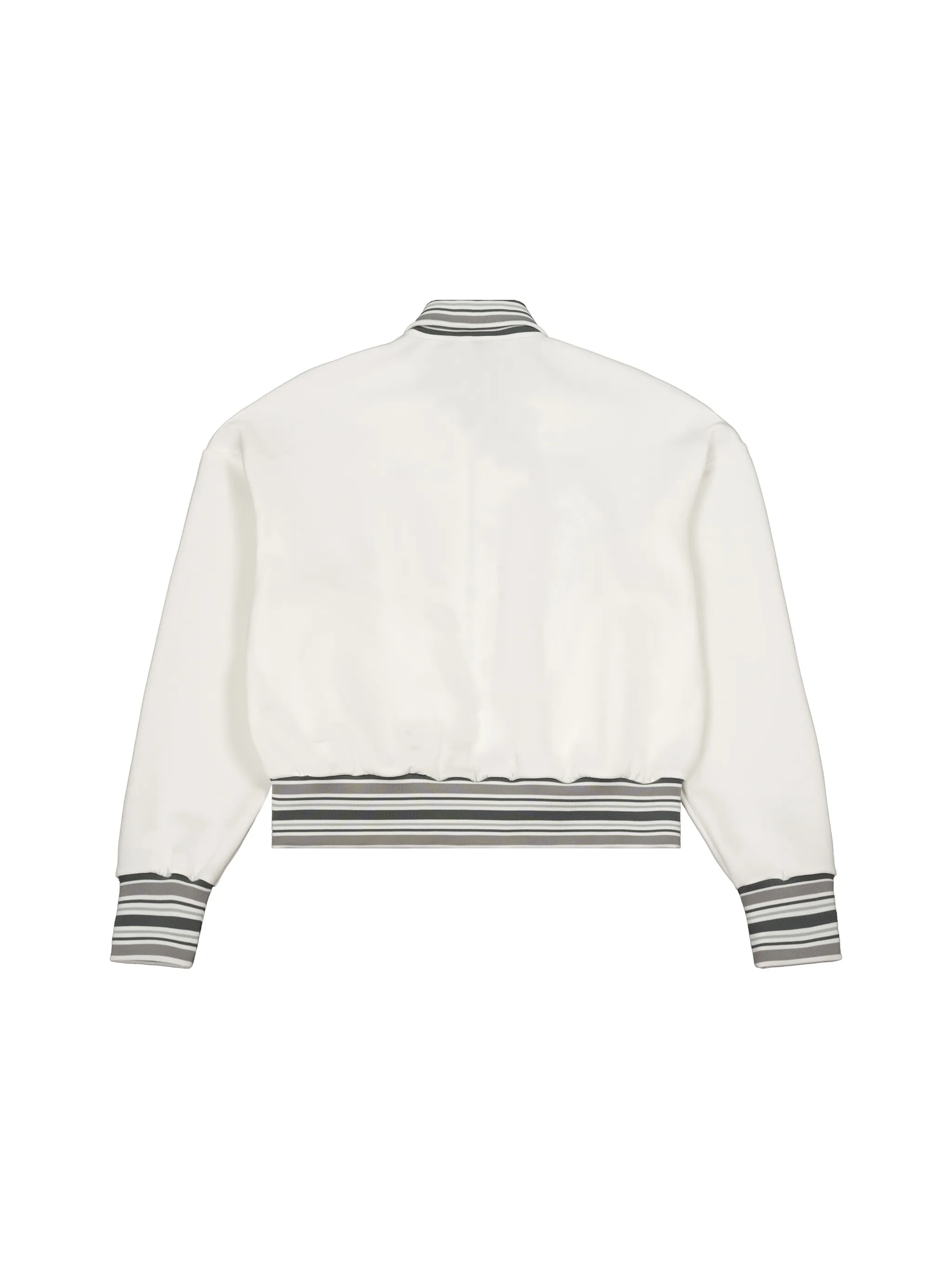 Striped Rib Collar Zip Jacket