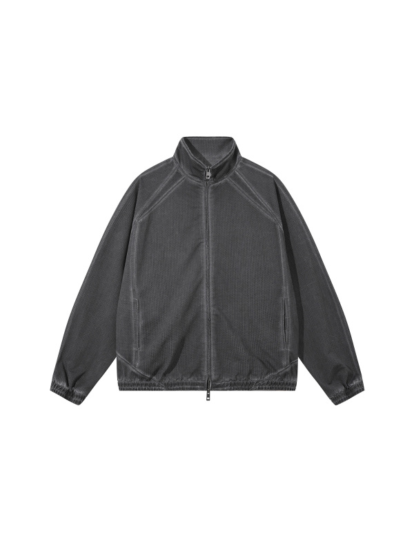 Unisex Vintage Wash Full Zip Mesh Jacket