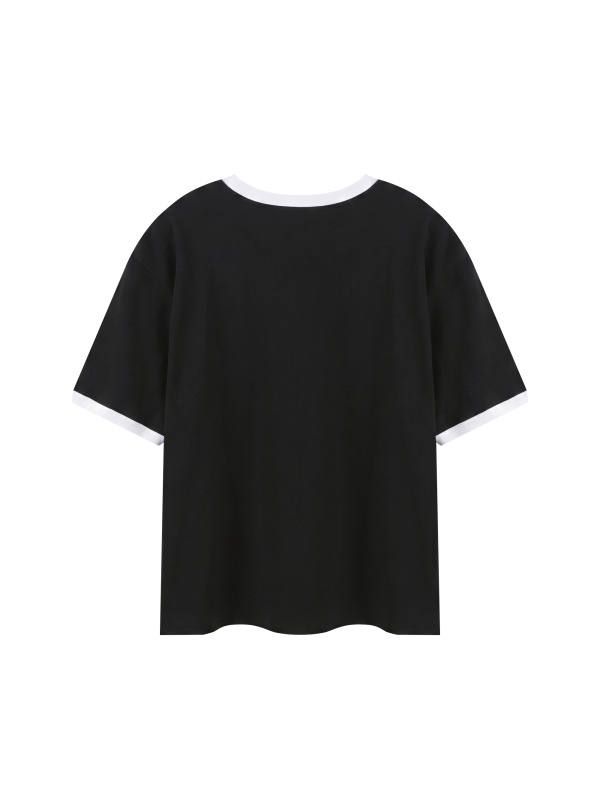 Contrast Edge Ribbed Crewneck T-Shirt