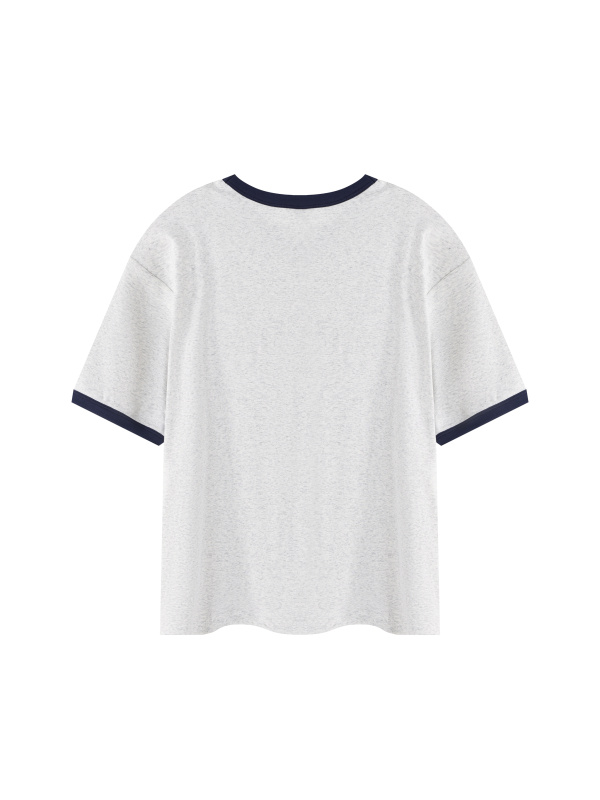 Contrast Edge Ribbed Crewneck T-Shirt