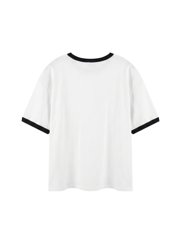 Contrast Edge Ribbed Crewneck T-Shirt