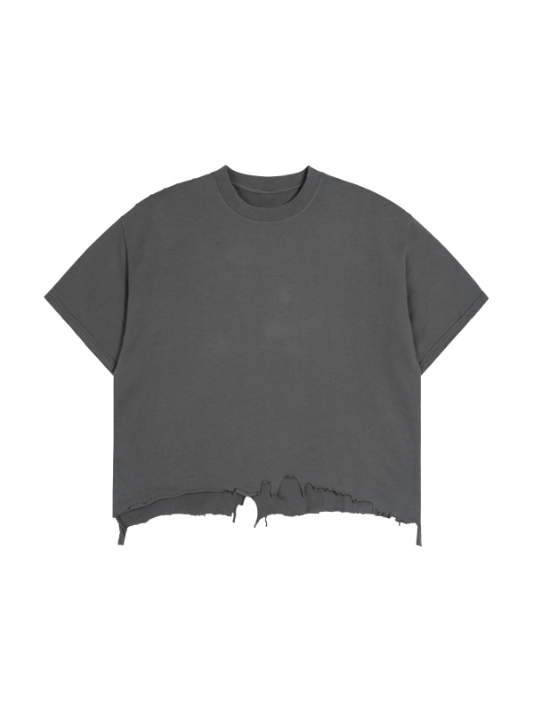 Vintage Wash Boxy Distressed Hem T-Shirt