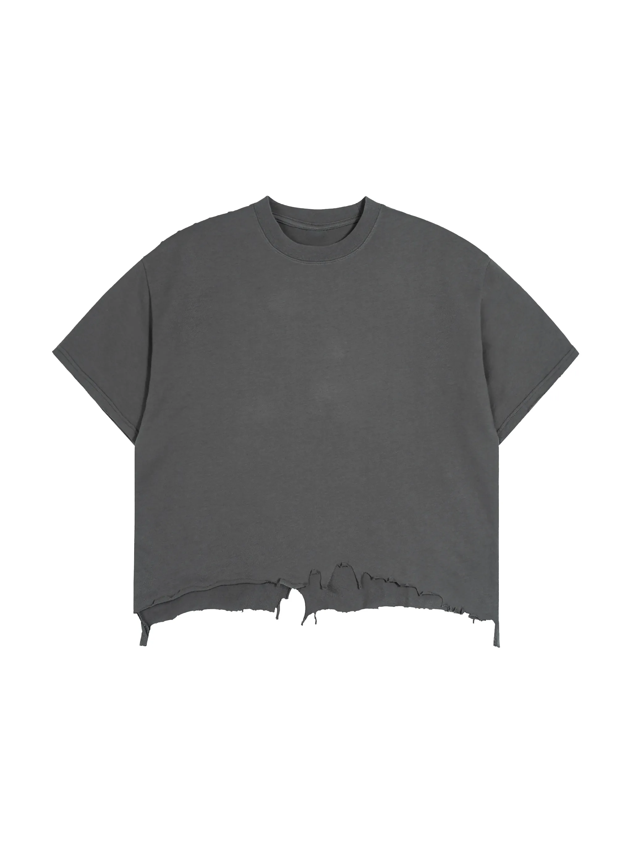 Vintage Wash Boxy Distressed Hem T-Shirt