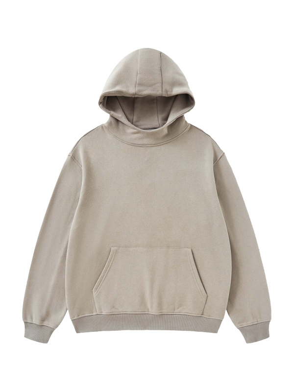 Cowl Neck Streetwear Solid Color Fleece Hoodie - 385 GSM