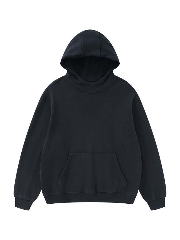 Cowl Neck Streetwear Solid Color Fleece Hoodie - 385 GSM