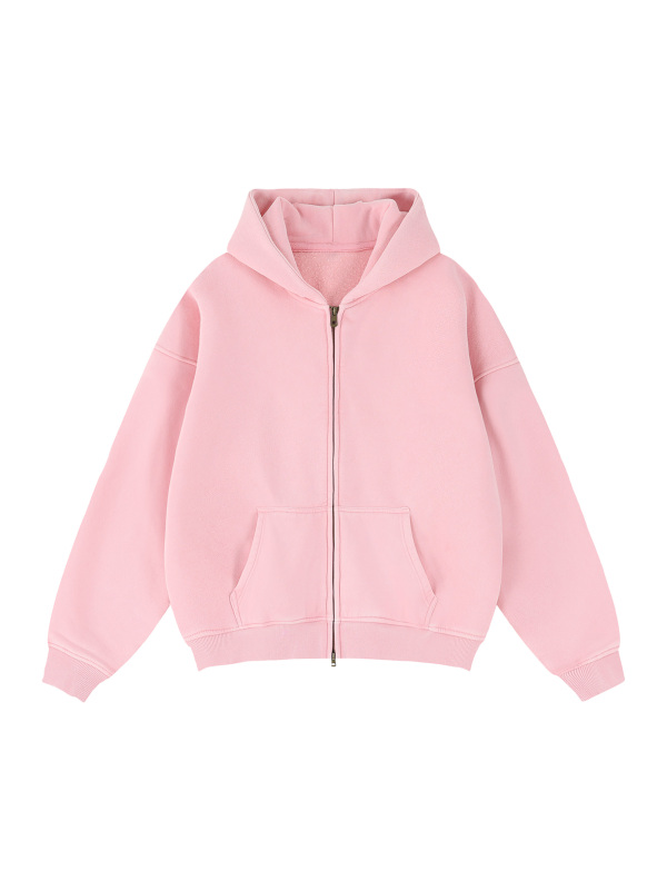 Zip-Through Boxy Fleece Hoodie