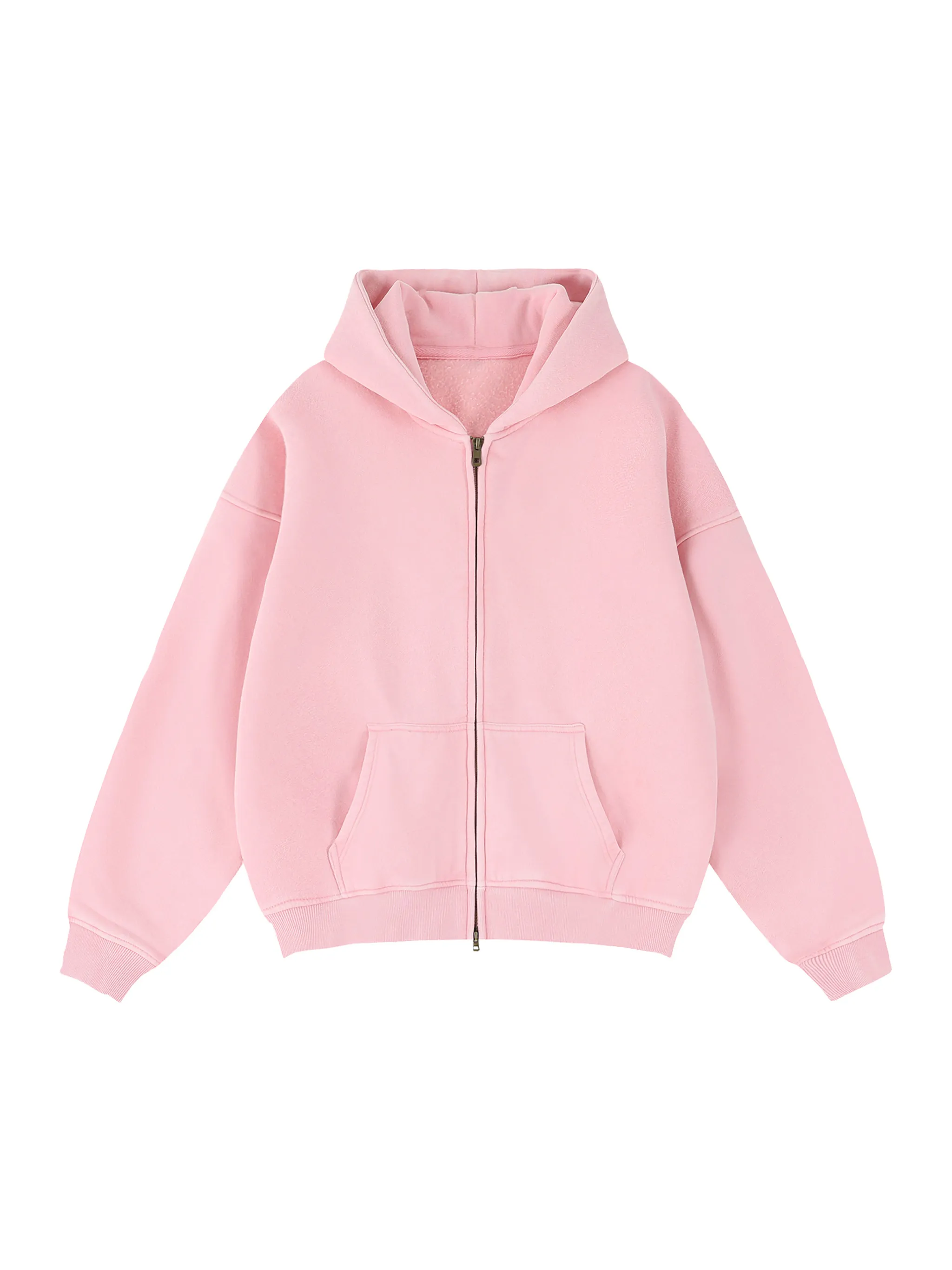 Zip-Through Boxy Fleece Hoodie