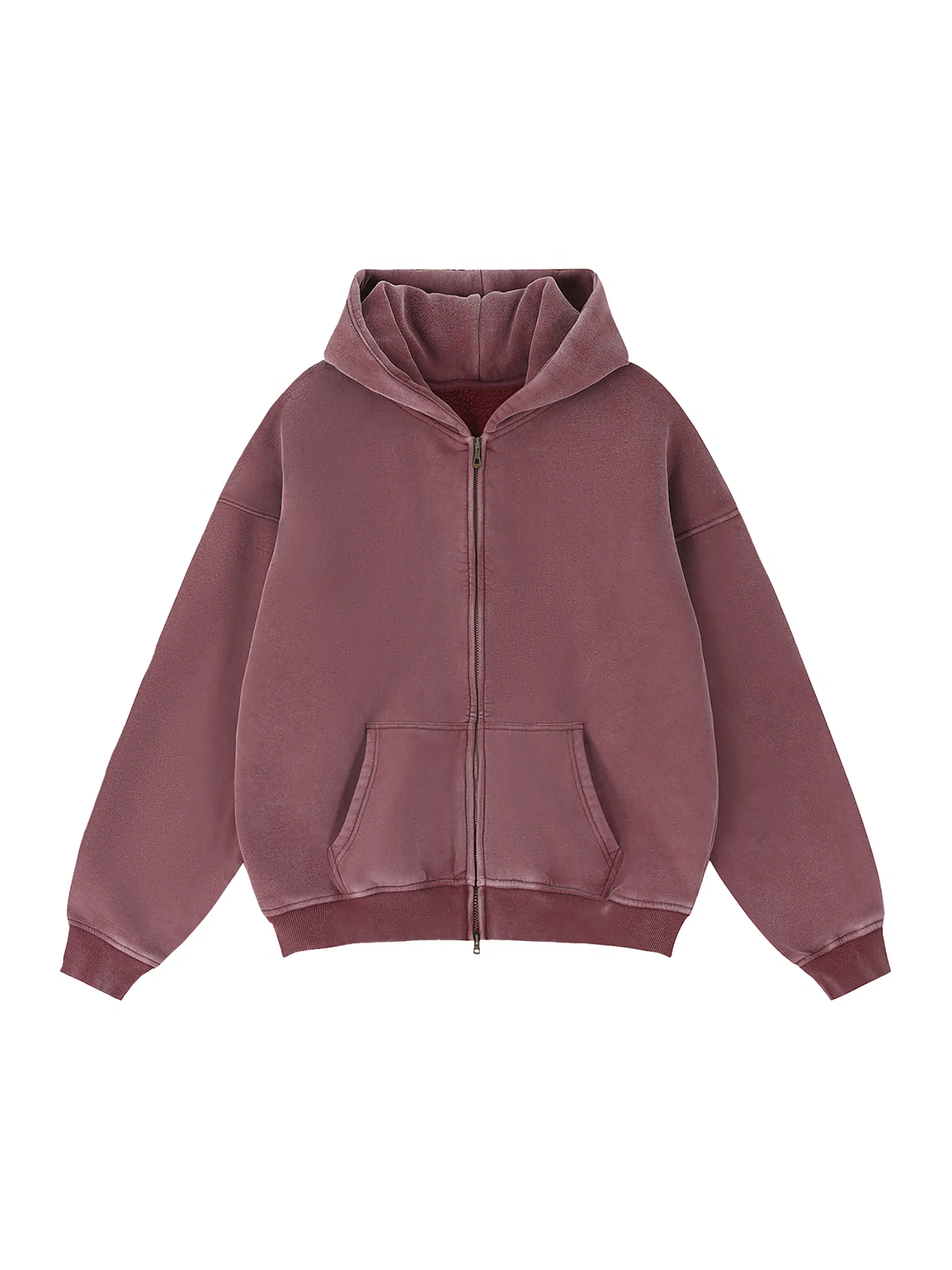 Zip-Through Boxy Fleece Hoodie