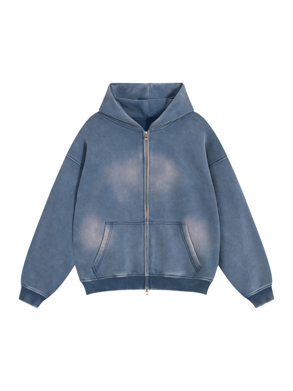 Sunfade Two-way Zipper Boxy Fleece Hoodie