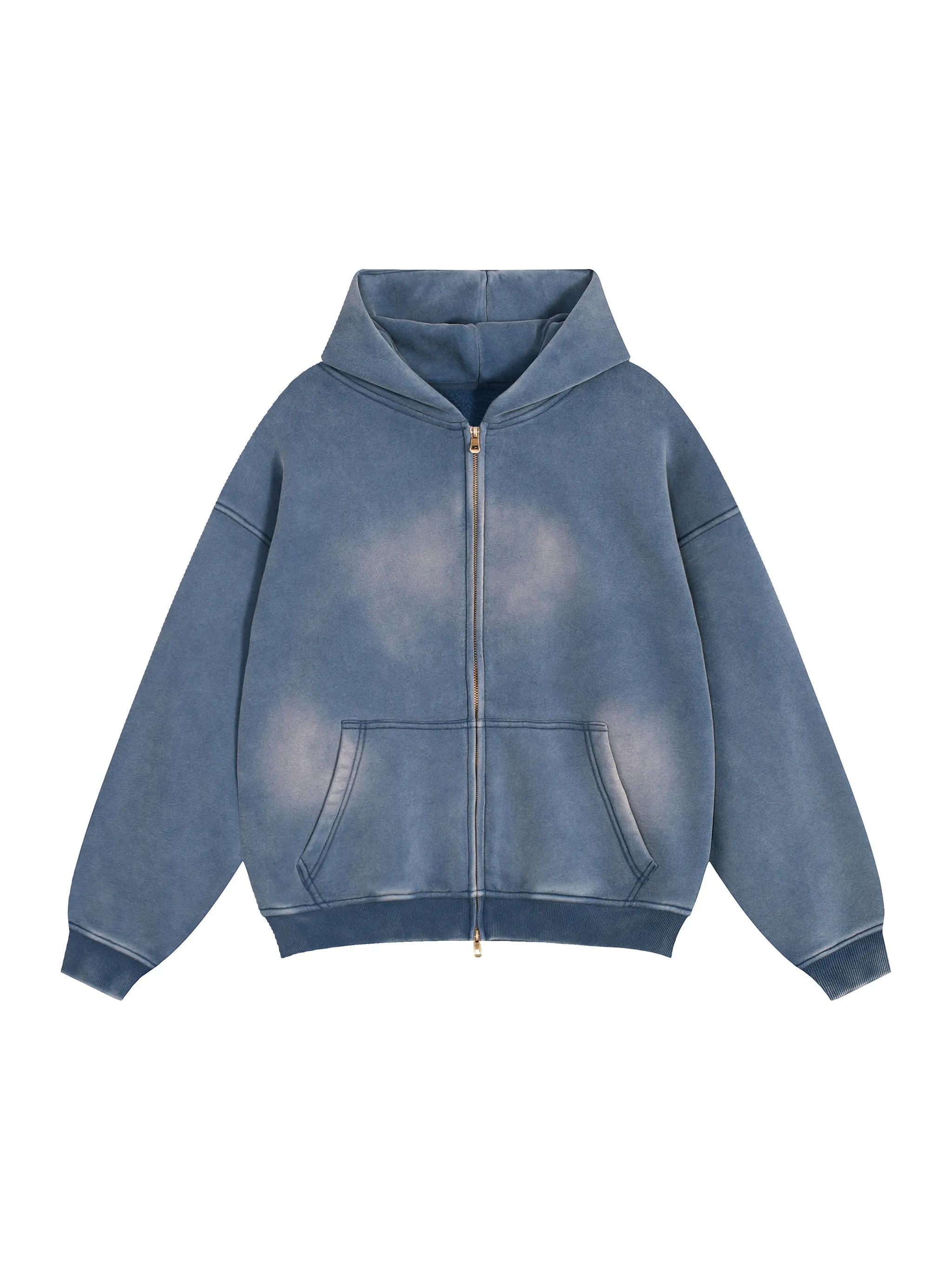 Sunfade Two-way Zipper Boxy Fleece Hoodie