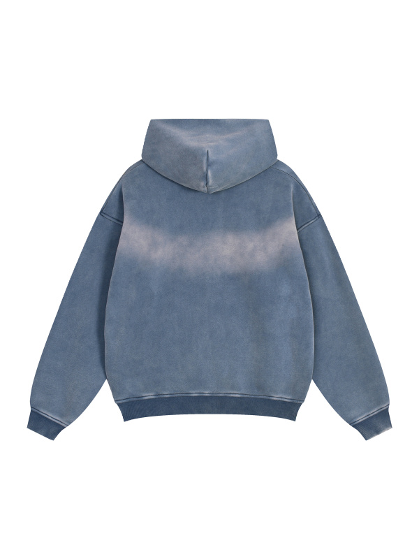 Sunfade Two-way Zipper Boxy Fleece Hoodie
