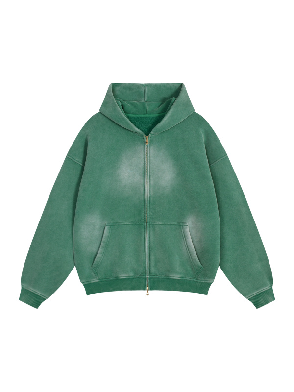 Sunfade Two-way Zipper Boxy Fleece Hoodie
