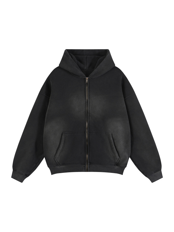 Sunfade Two-way Zipper Boxy Fleece Hoodie