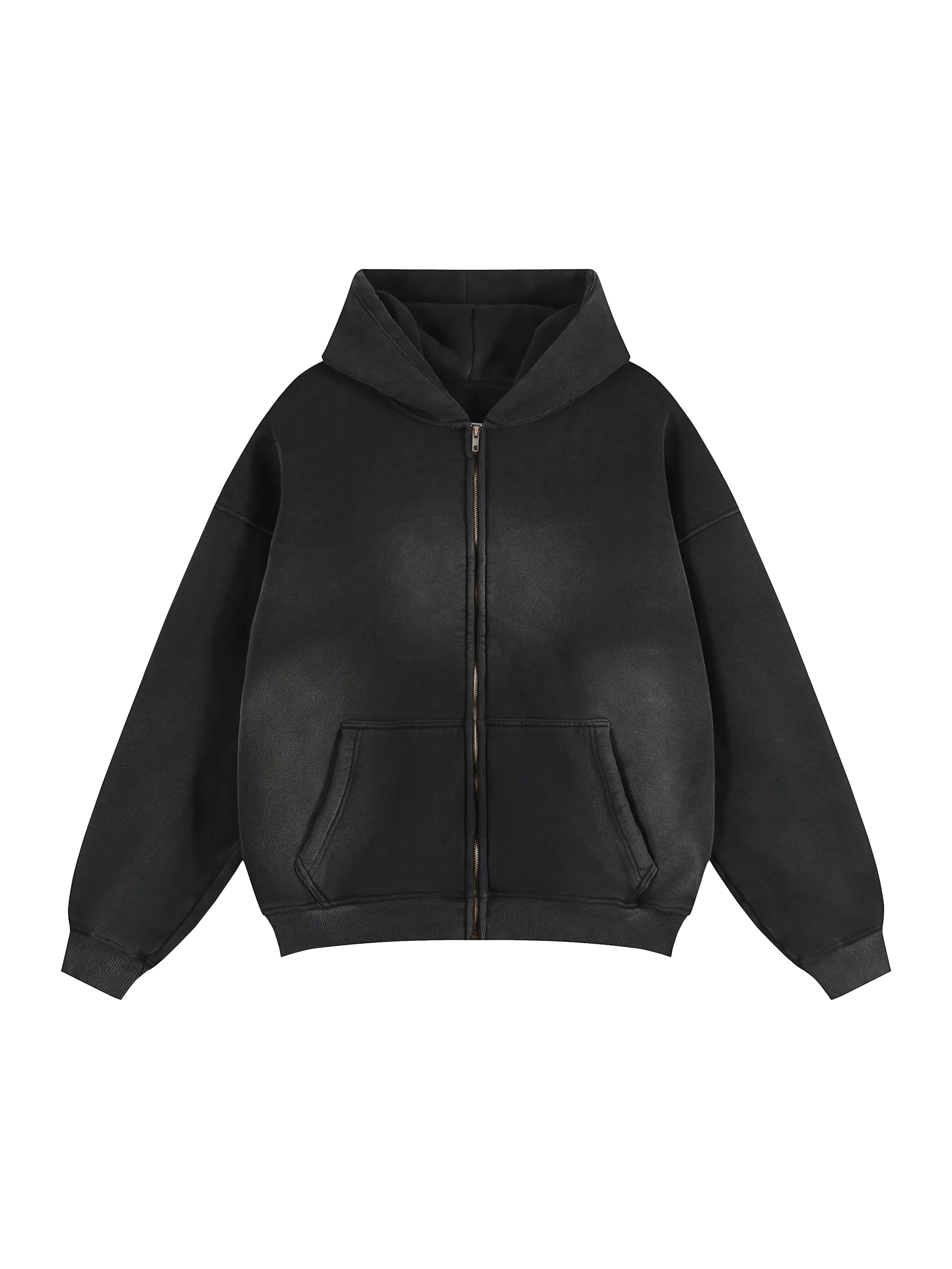 Sunfade Two-way Zipper Boxy Fleece Hoodie