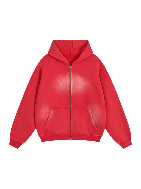Sunfade Two-way Zipper Boxy Fleece Hoodie