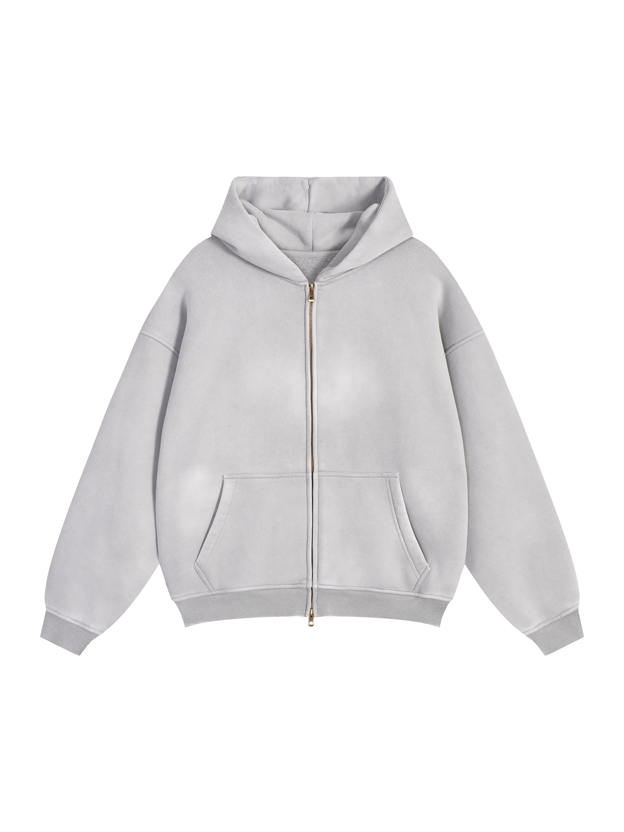 Sunfade Two-way Zipper Boxy Fleece Hoodie