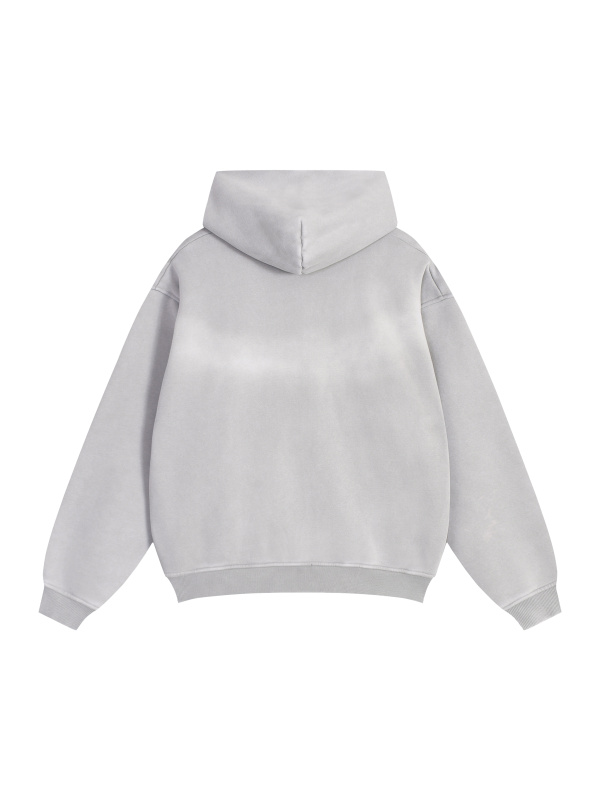 Sunfade Two-way Zipper Boxy Fleece Hoodie