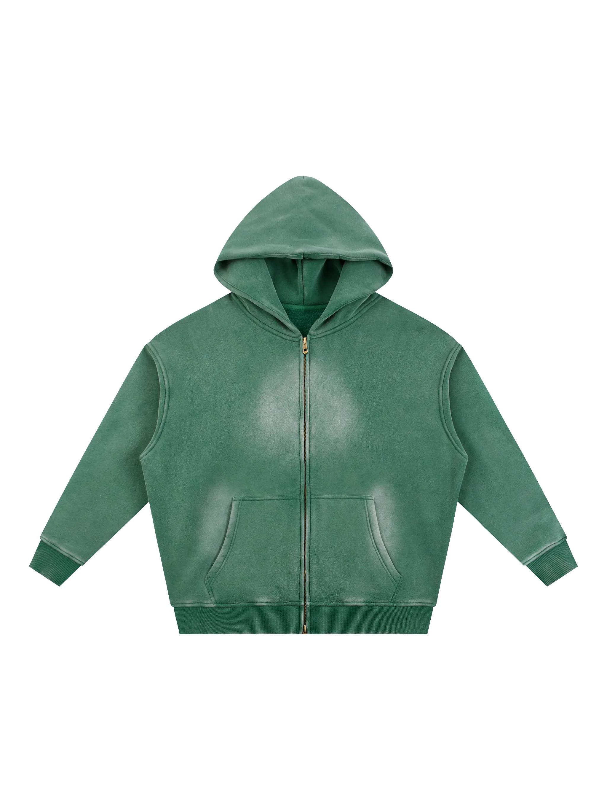 Sunfade Two-way Zipper Boxy Fleece Hoodie