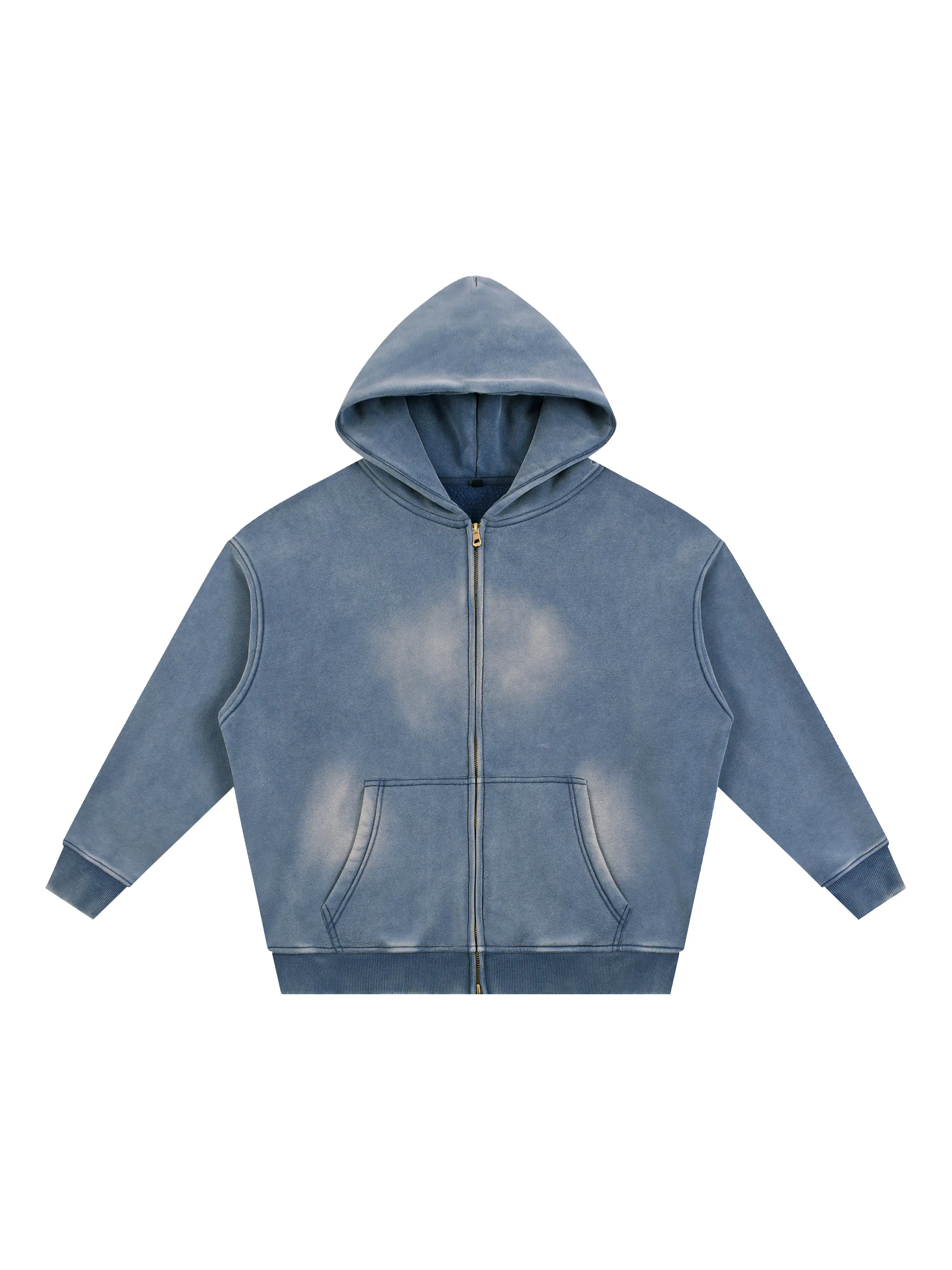 Sunfade Two-way Zipper Boxy Fleece Hoodie