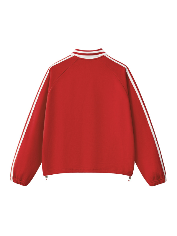 Contrast Striped Lapel Collar Sweatshirt