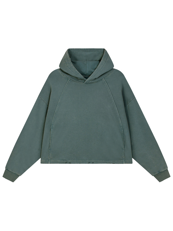 Vintage Washed Frayed-Hem Hoodie