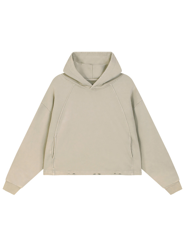 Vintage Washed Frayed-Hem Hoodie