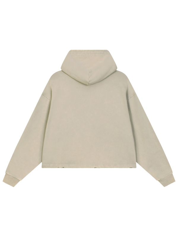 Vintage Washed Frayed-Hem Hoodie