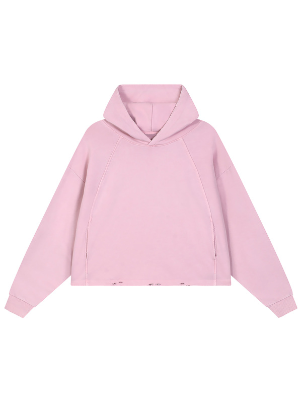 Vintage Washed Frayed-Hem Hoodie