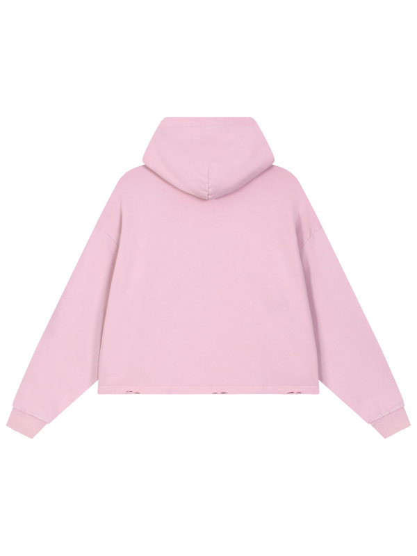 Vintage Washed Frayed-Hem Hoodie