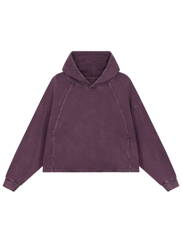 Vintage Washed Frayed-Hem Hoodie
