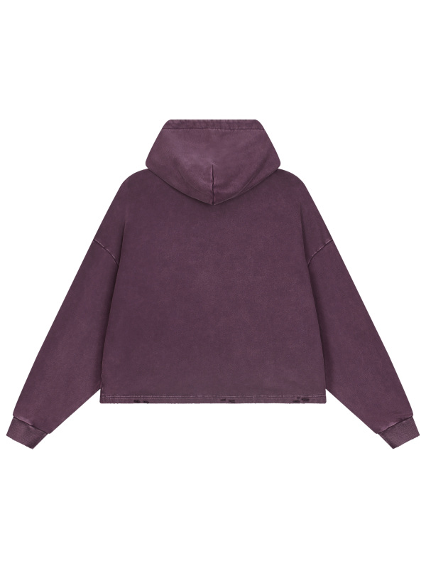 Vintage Washed Frayed-Hem Hoodie