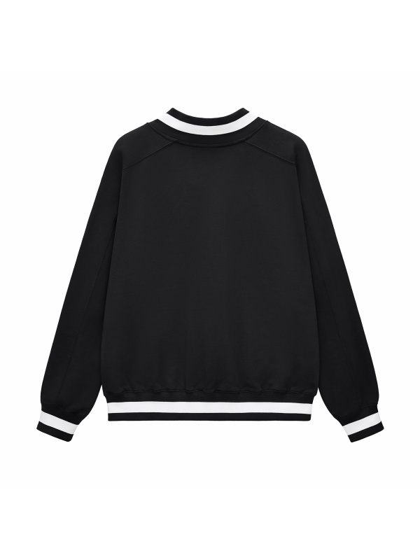 V-Neck Contrast Collar Boxy Sweatshirt