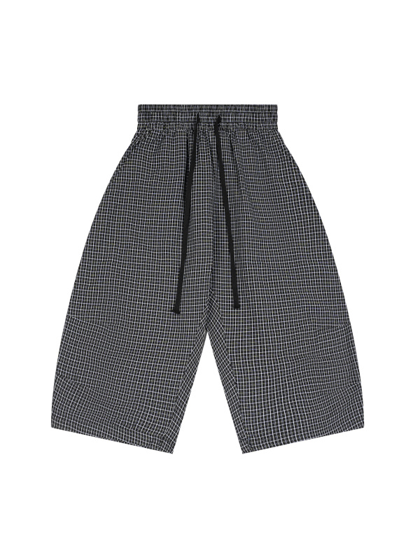 Unisex Plaid Loose Capri Shorts