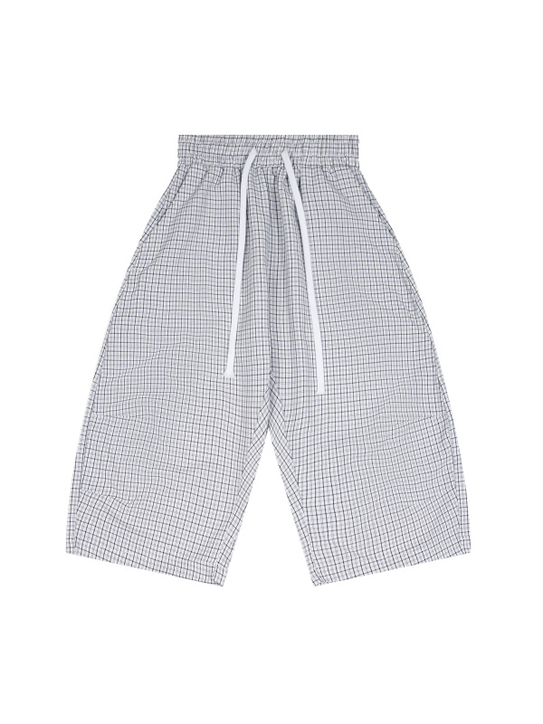 Unisex Plaid Loose Capri Shorts