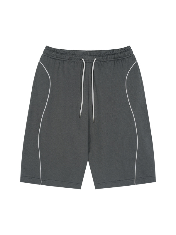 Unisex Piping Drawstring Shorts