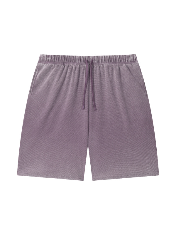 Unisex Vintage Wash Sunfade Waffle Raw Hem Shorts