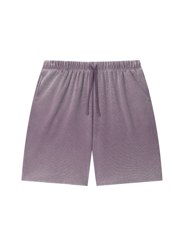 Unisex Vintage Wash Sunfade Waffle Raw Hem Shorts