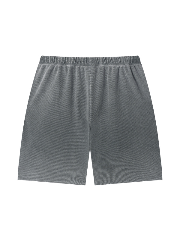 Unisex Vintage Wash Sunfade Waffle Raw Hem Shorts