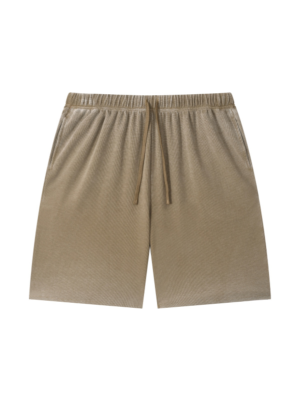 Unisex Vintage Wash Sunfade Waffle Raw Hem Shorts