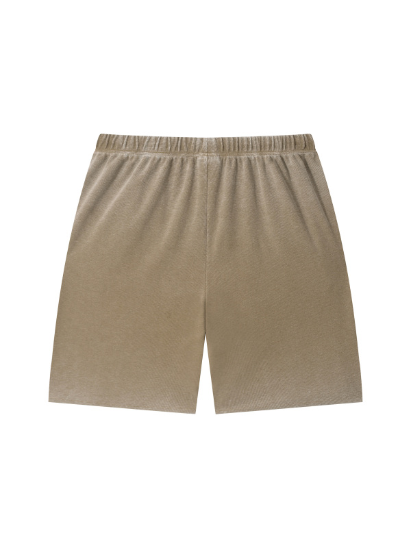 Unisex Vintage Wash Sunfade Waffle Raw Hem Shorts