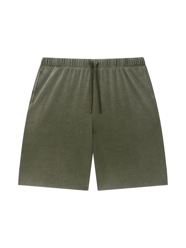 Unisex Vintage Wash Sunfade Waffle Raw Hem Shorts