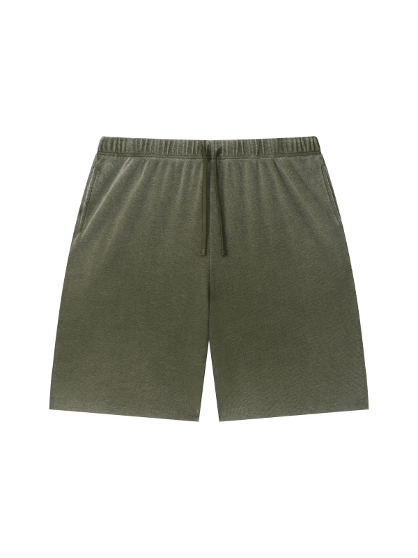 Unisex Vintage Wash Sunfade Waffle Raw Hem Shorts