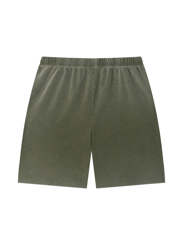 Unisex Vintage Wash Sunfade Waffle Raw Hem Shorts