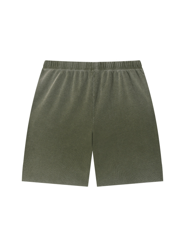 Unisex Vintage Wash Sunfade Waffle Raw Hem Shorts