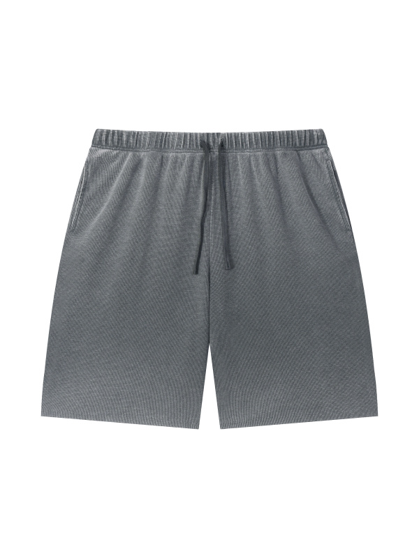 Unisex Vintage Wash Sunfade Waffle Raw Hem Shorts