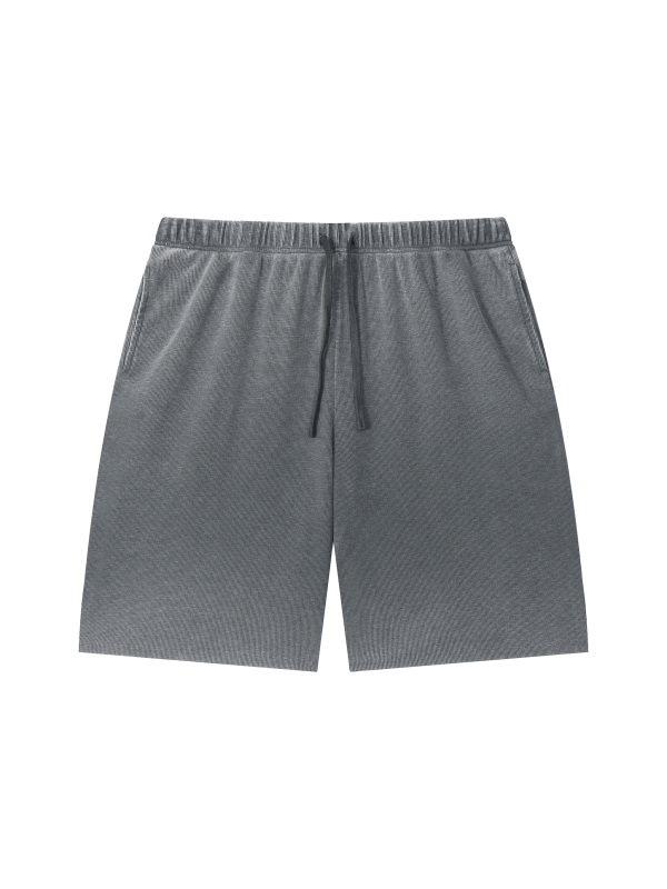 Unisex Vintage Wash Sunfade Waffle Raw Hem Shorts